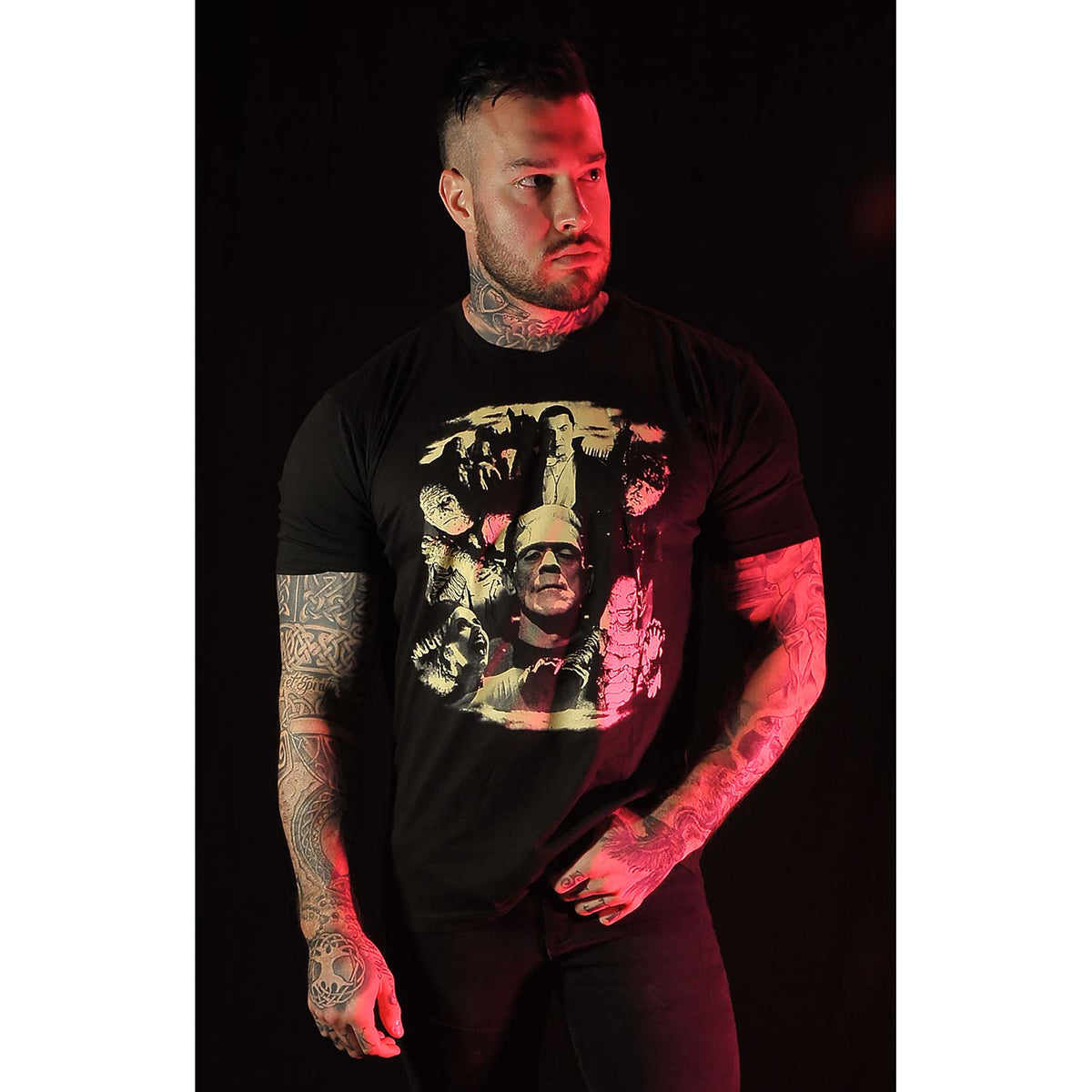 Universal Monsters Monster Collage by Rock Rebel T-shirt Back