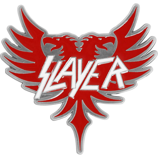 Slayer Silver Two Headed Eagle With Red Filled Enamel Belt Buckle Front