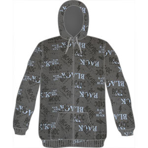 AC/DC Back In Black All Over Print Zippered Hooded Sweatshirt Front