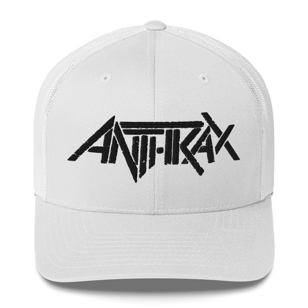 Anthrax Anthrax - Black on White Trucker HD Embroidered Hat