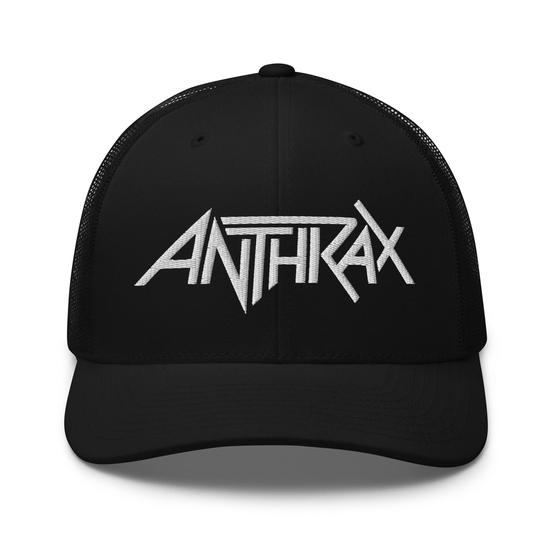 Anthrax Anthrax - White on Black Trucker HD Embroidered Hat