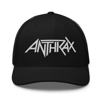 Anthrax Anthrax - White on Black Trucker HD Embroidered Hat