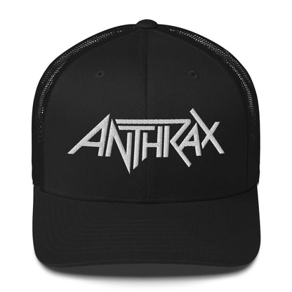 Anthrax Anthrax - White on Black Trucker HD Embroidered Hat