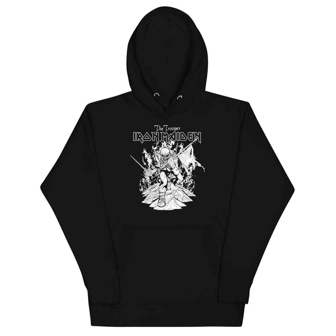 Iron Maiden - Trooper Black and White Hoodie IRON1042H | Rockabilia ...