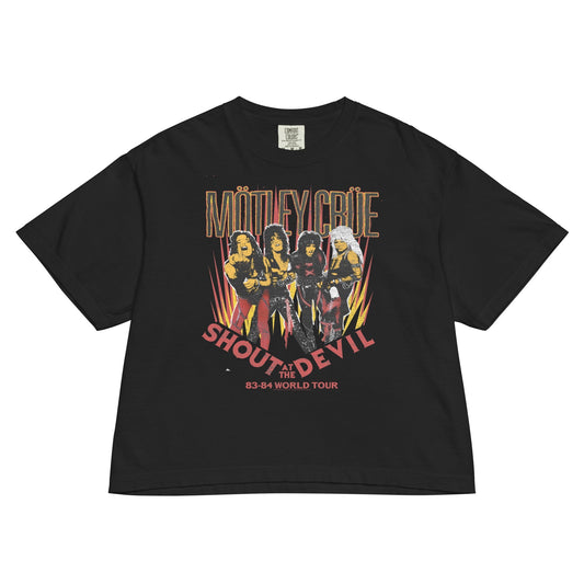 Motley Crue Motley Crue Shout World Tour Mineral Wash Womens Crop Top