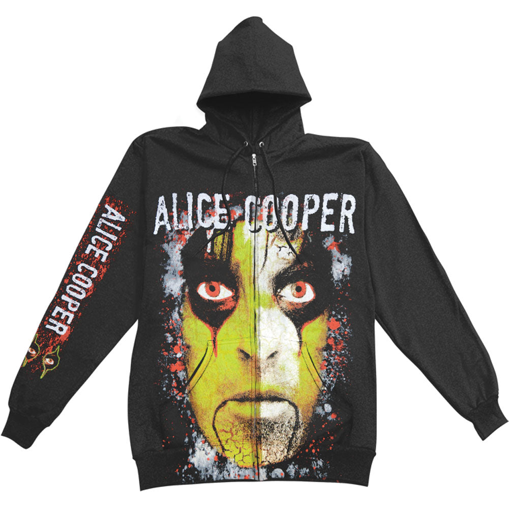 Alice Cooper Green Face All Over Print Zip Up Hooded Fleece Zippered Hooded Sweatshirt