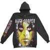 Green Face All Over Print Zip Up Hooded Fleece Zippered Hooded Sweatshirt