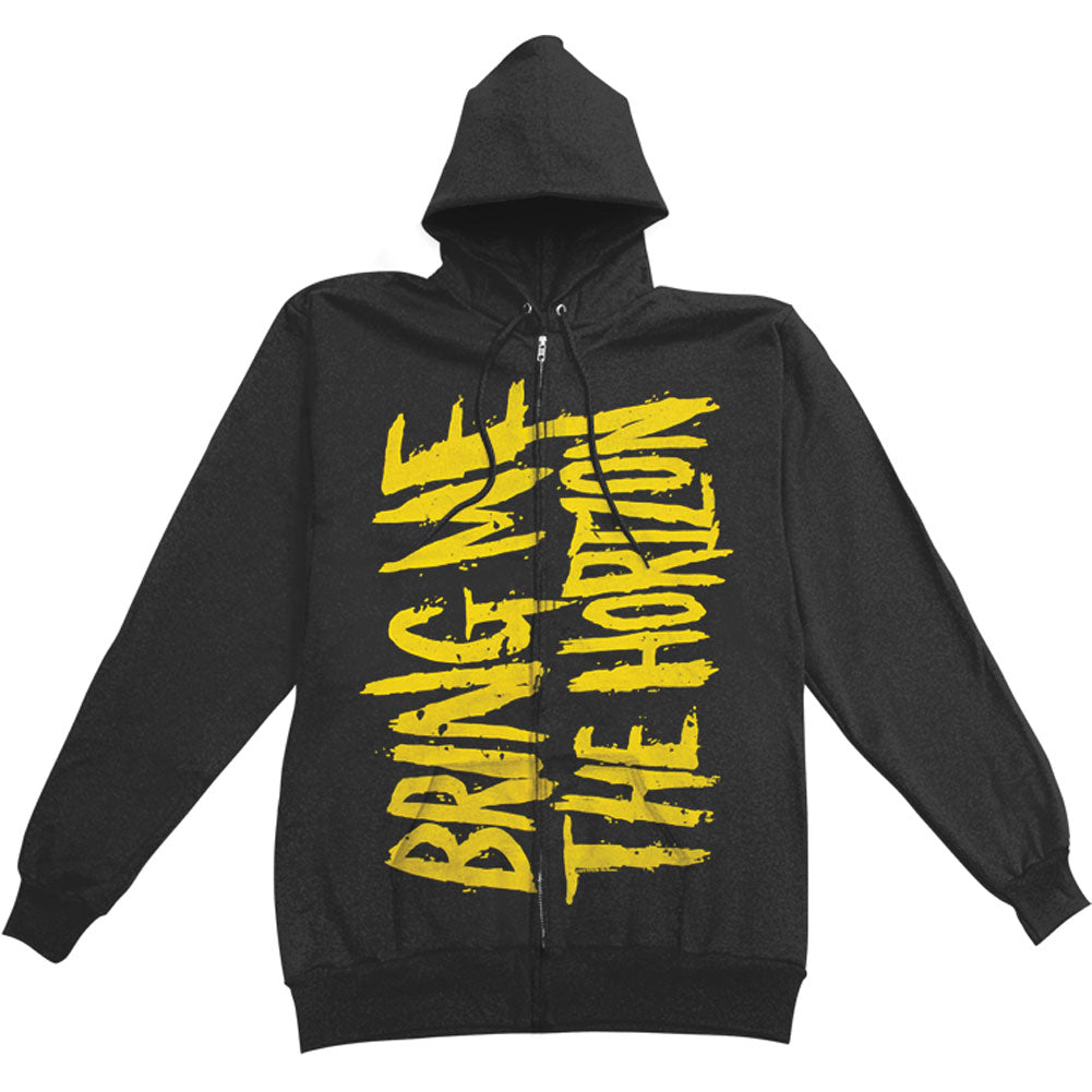 Yellow Logo Zip Up Hooded Fleece Zippered Hooded Sweatshirt