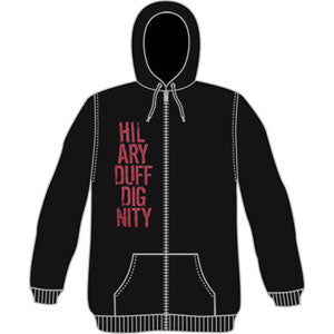 Hilary Duff Red Dignity Logo Zippered Hooded Sweatshirt