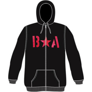 Bryan Adams Red Star Zippered Hooded Sweatshirt