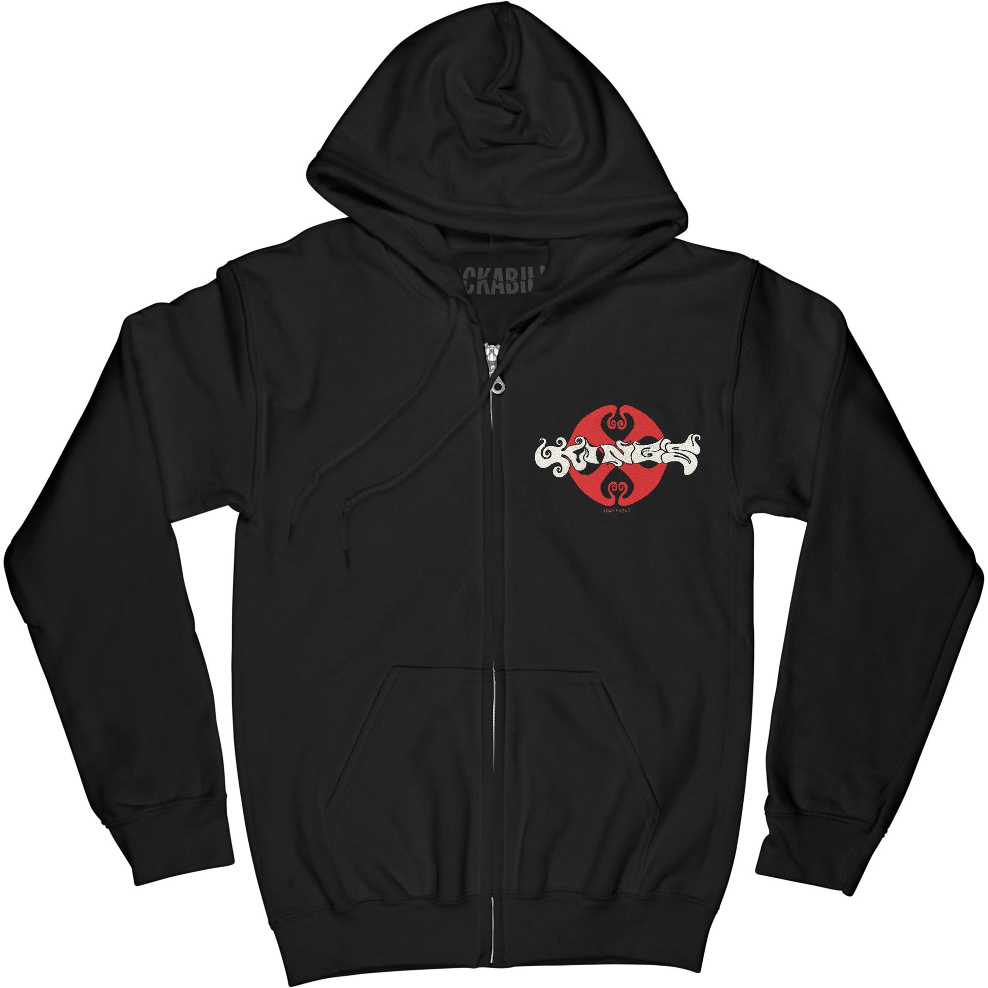 Kings X Pocket Print Logo Zip Hoodie Zippered Hooded Sweatshirt