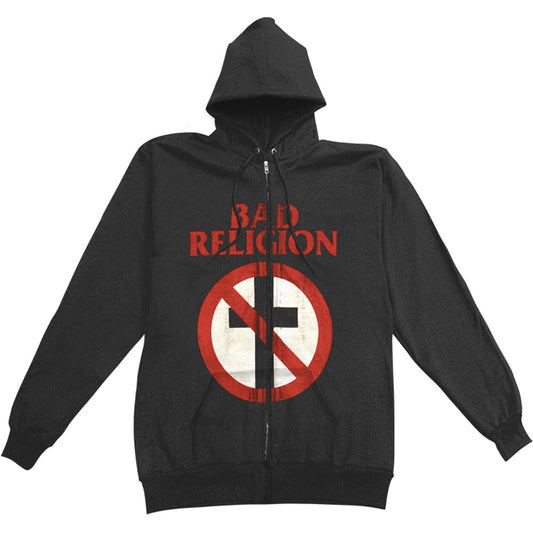 Bad Religion Distressed Crossbuster Zippered Hooded Sweatshirt