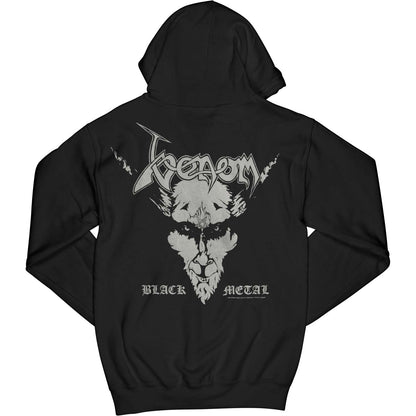 Black Metal Zippered Hooded Sweatshirt