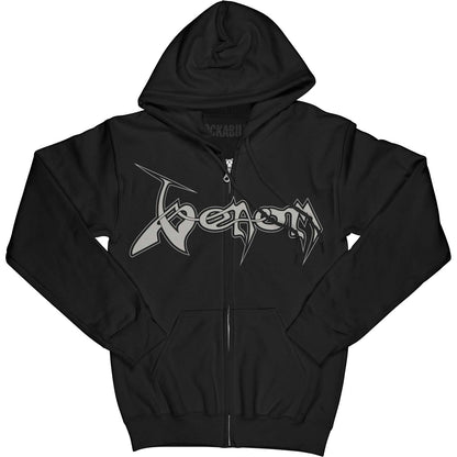 Black Metal Zippered Hooded Sweatshirt