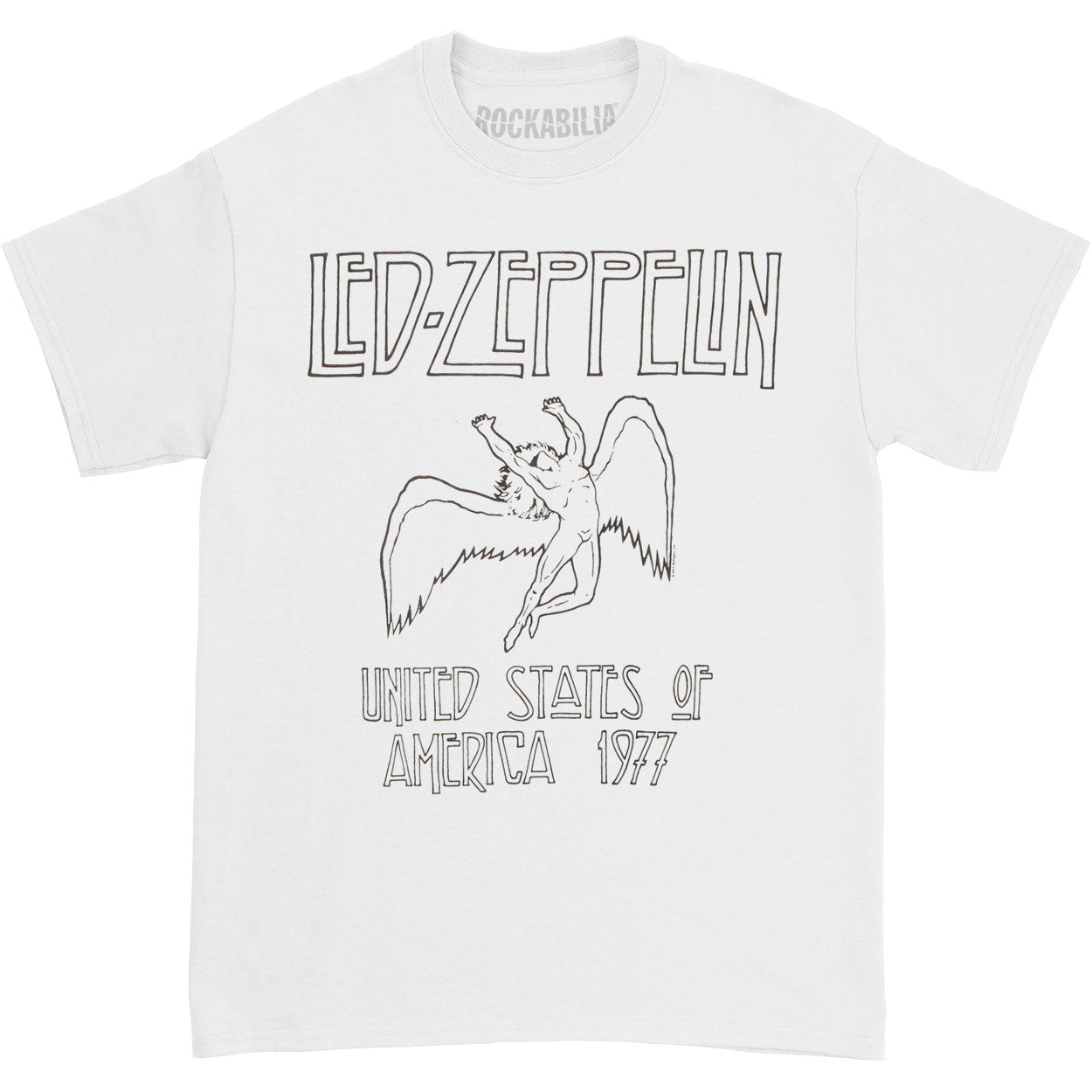 Led Zeppelin USA 77 White Tee / Black Print T-shirt