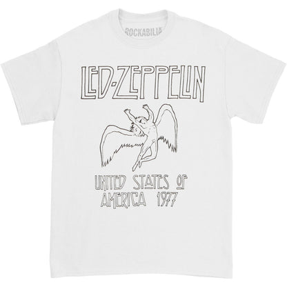 Led Zeppelin USA 77 White Tee / Black Print T-shirt