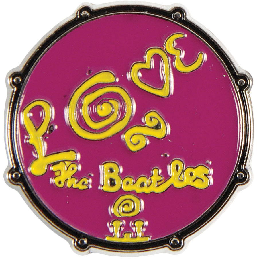 Beatles Love Drum Pink Pewter Pin Badge