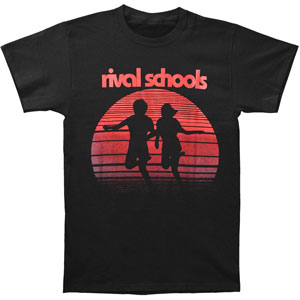 Rival Schools Faded Running Logo On Black T-shirt