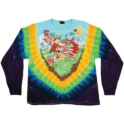 Bi-Plane Bears Tie Dye  Long Sleeve