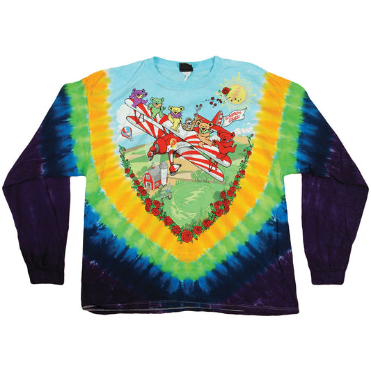 Bi-Plane Bears Tie Dye  Long Sleeve