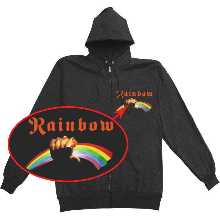 Rainbow Rising Zippered Hooded Sweatshirt