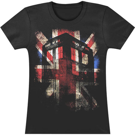 Tardis Union Jack Glow Junior Top
