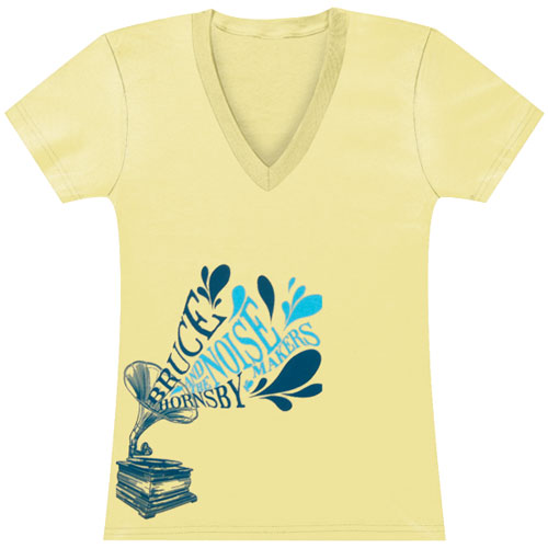 Yellow Gramophone V-Neck Tissue Junior Top