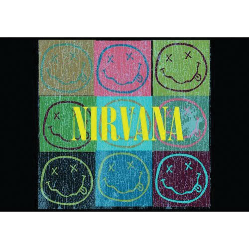 Nirvana Distressed Smiley Blocks Post Card
