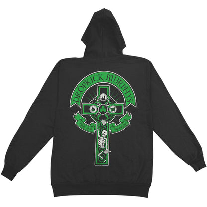 Drinking Skeleton Cross Zip Hood Zippered Hooded Sweatshirt