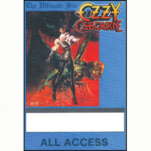 Ozzy Osbourne Laminated Backstage Pass