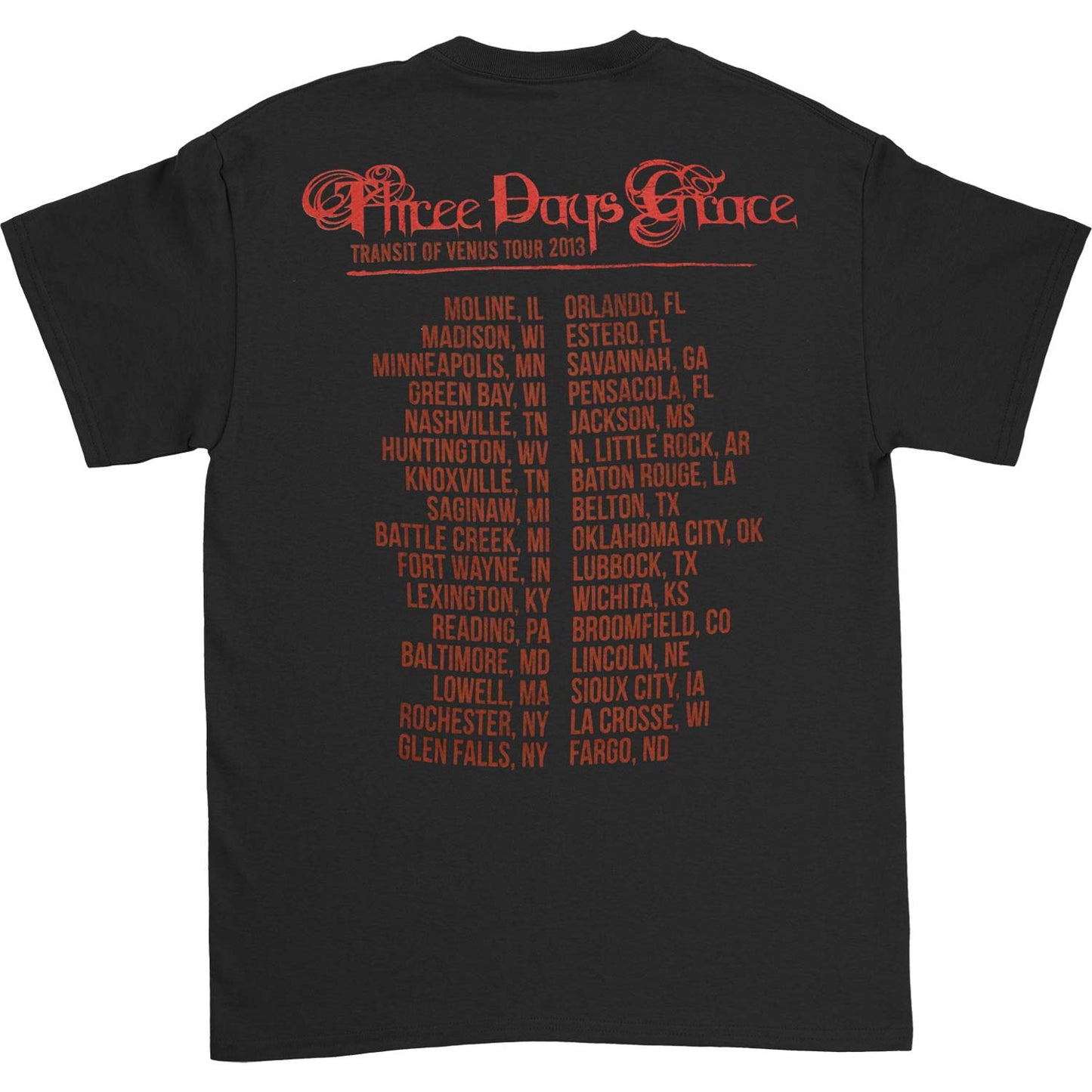 Three Days Grace Transit To Venus 2013 Tour T-shirt