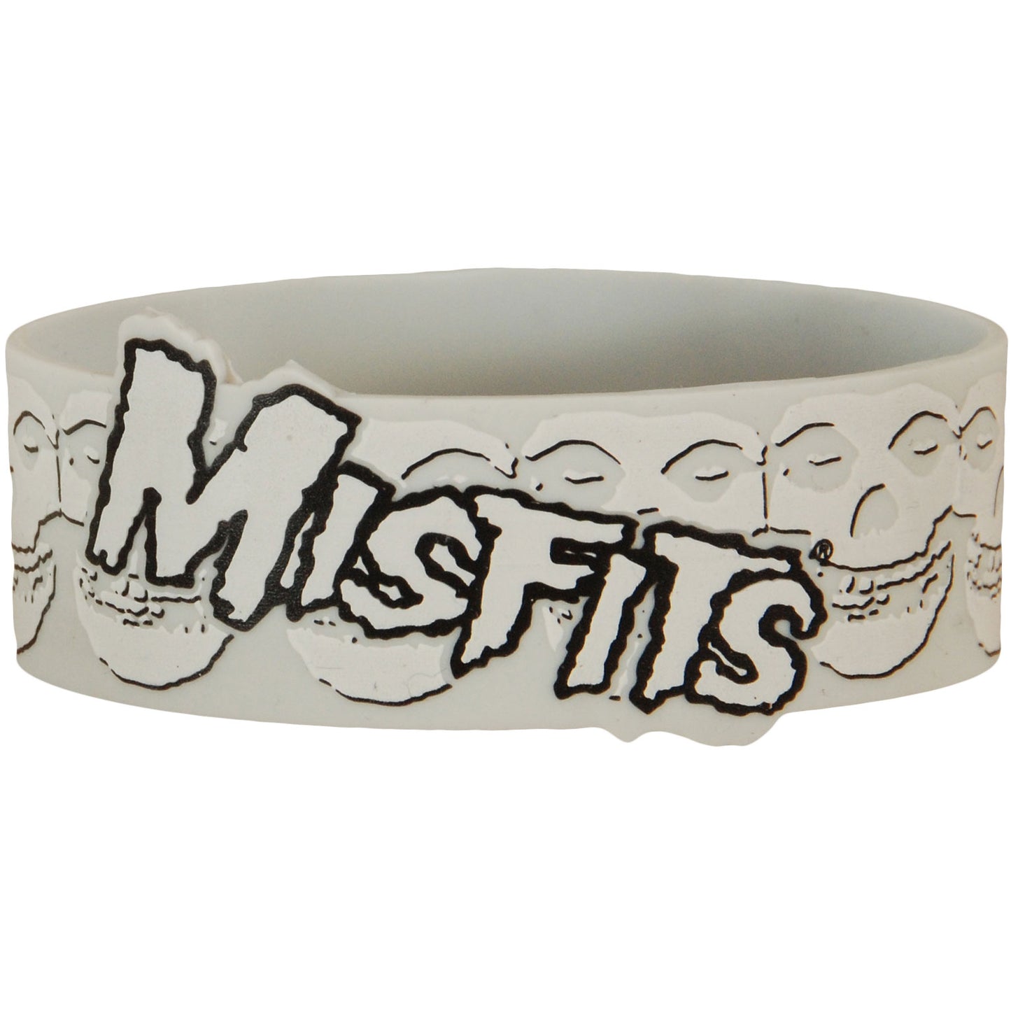 White Logo On Skulls Rubber Bracelet