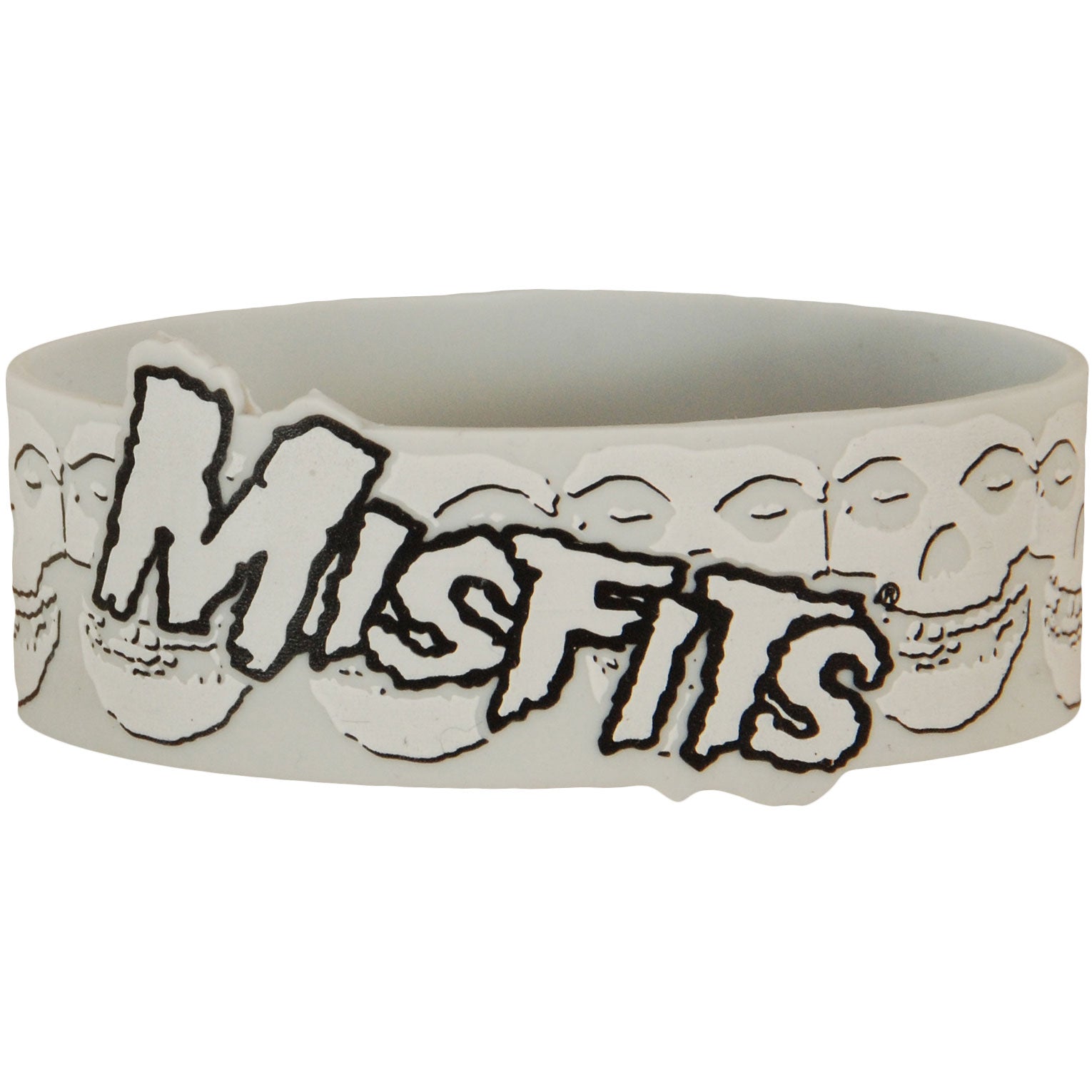 White Logo On Skulls Rubber Bracelet