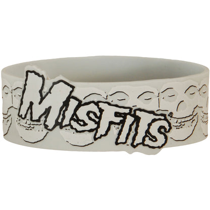 White Logo On Skulls Rubber Bracelet