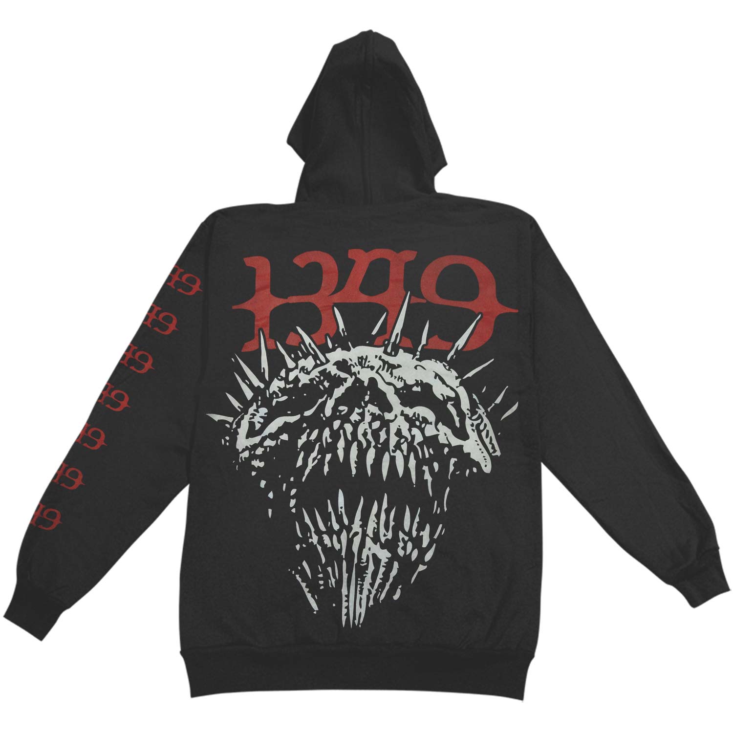 1349 Chaos Skull Zippered Hooded Sweatshirt