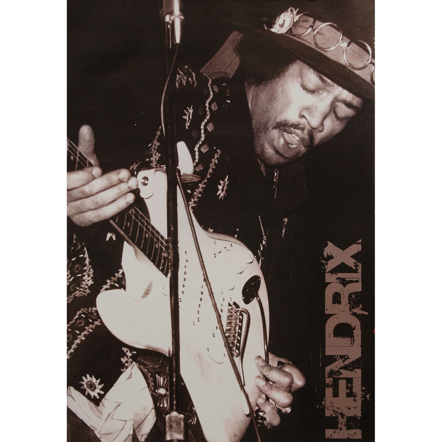Jimi Hendrix Black And White Domestic Poster