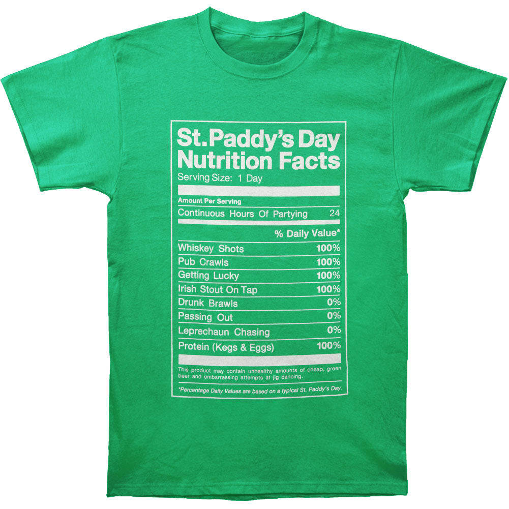 Humor St. Paddy's Day Nutrition Facts T-shirt