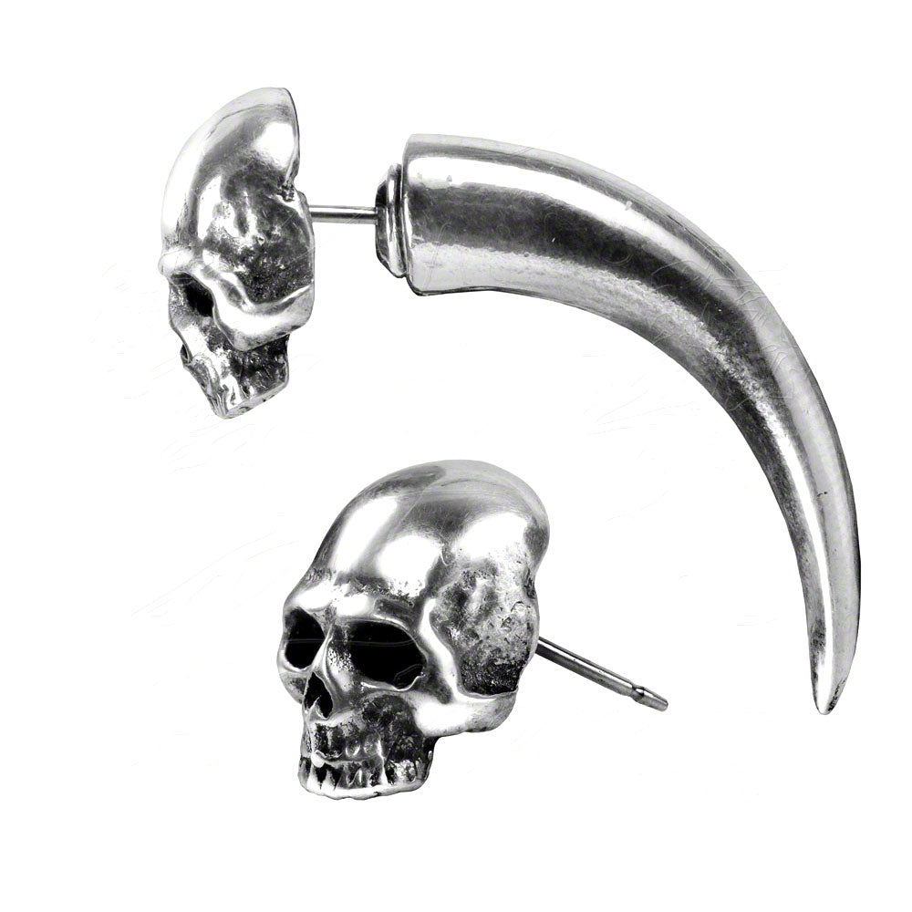 Alchemy Of England Tomb Skull Horn (Single) Earrings