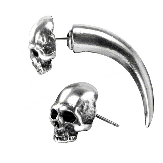 Alchemy Of England Tomb Skull Horn (Single) Earrings