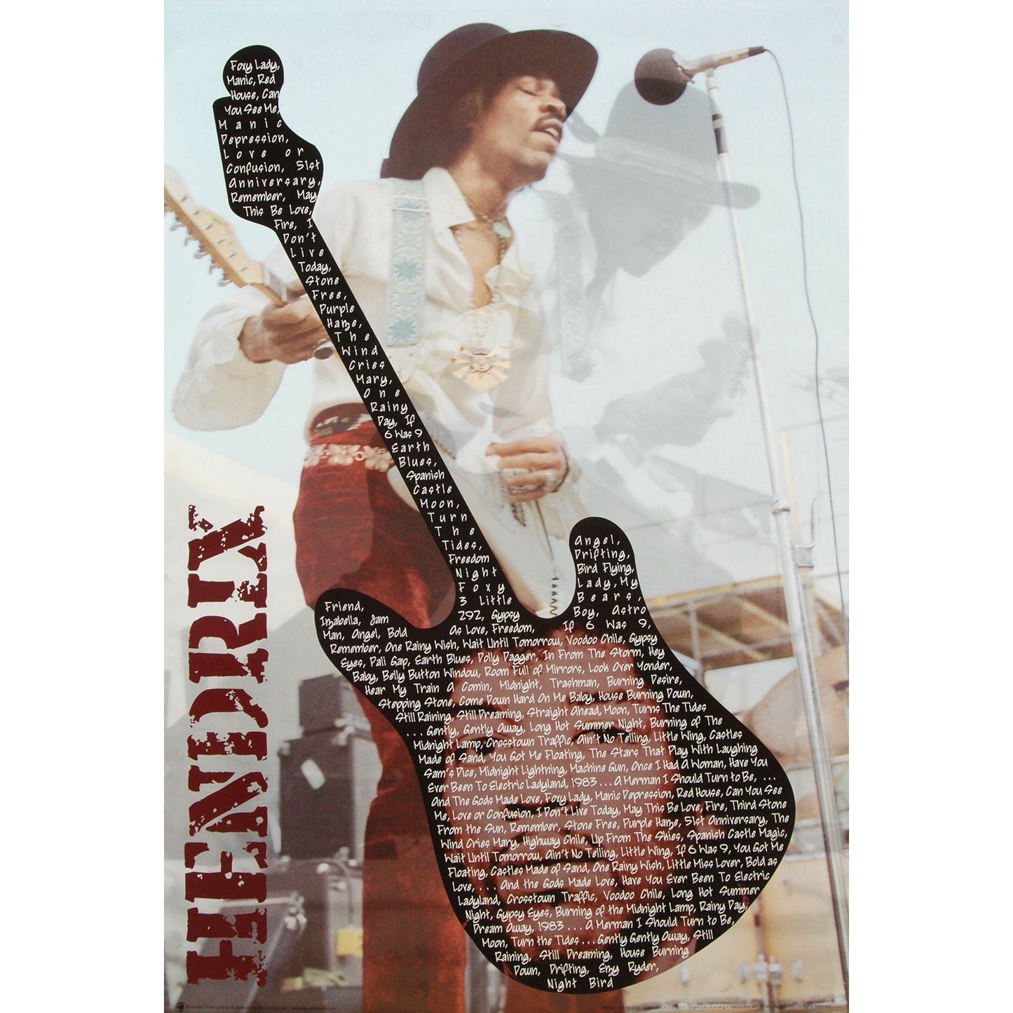 Jimi Hendrix Guitar Lyrics Domestic Poster