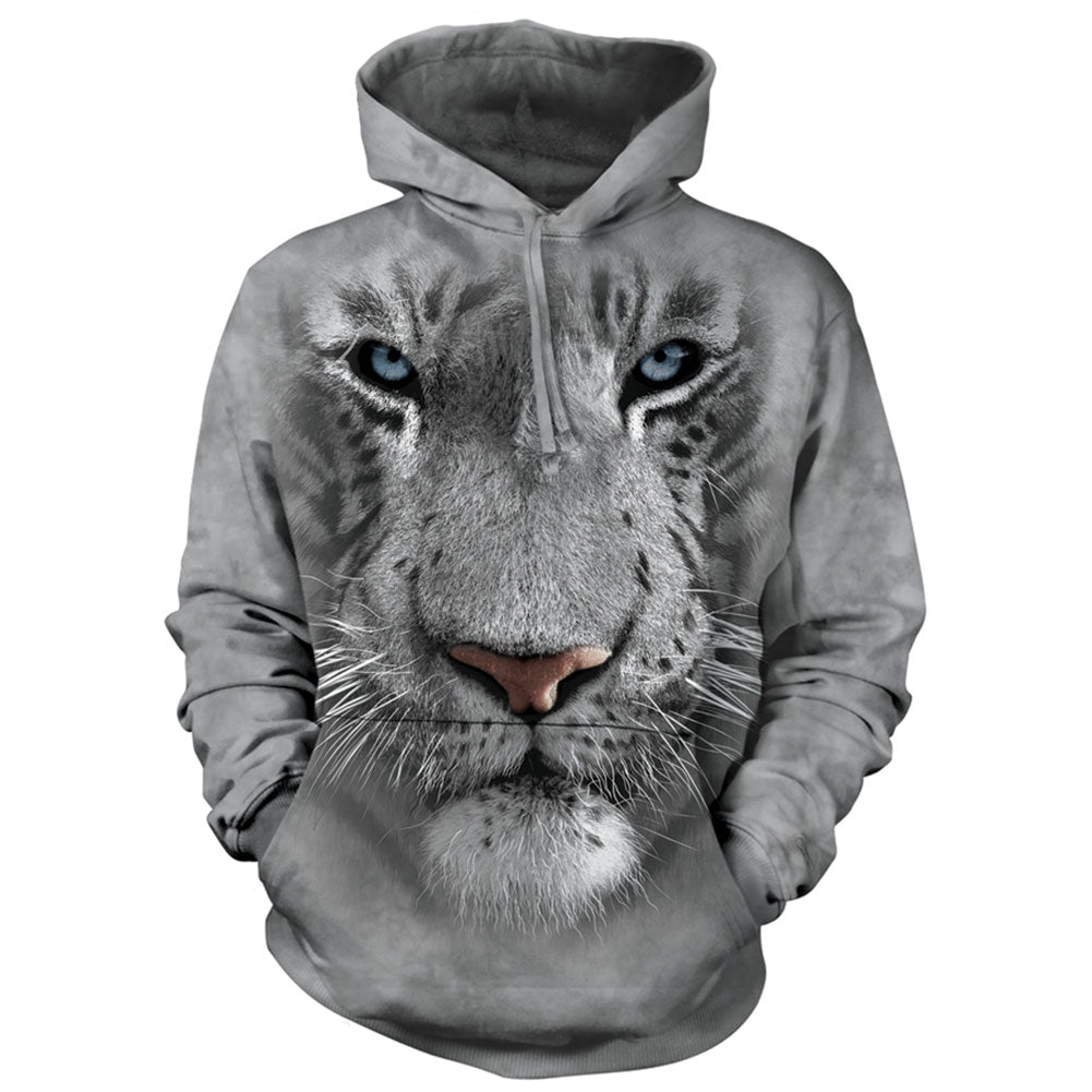 The Mountain White Tiger Face Hd Hooded Sweatshirt