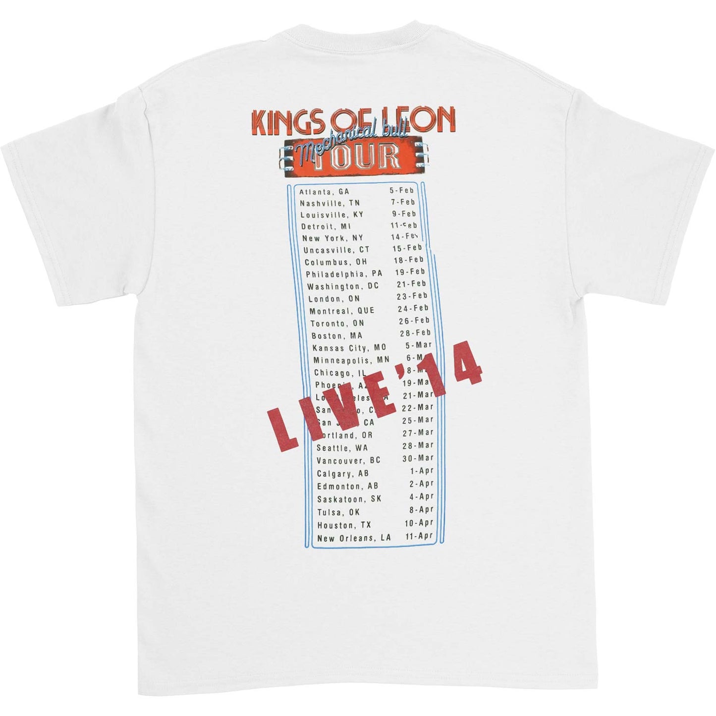 Kings Of Leon Kings Of Leon Faded Mechanical Bull Sign Art 2014 T-shirt