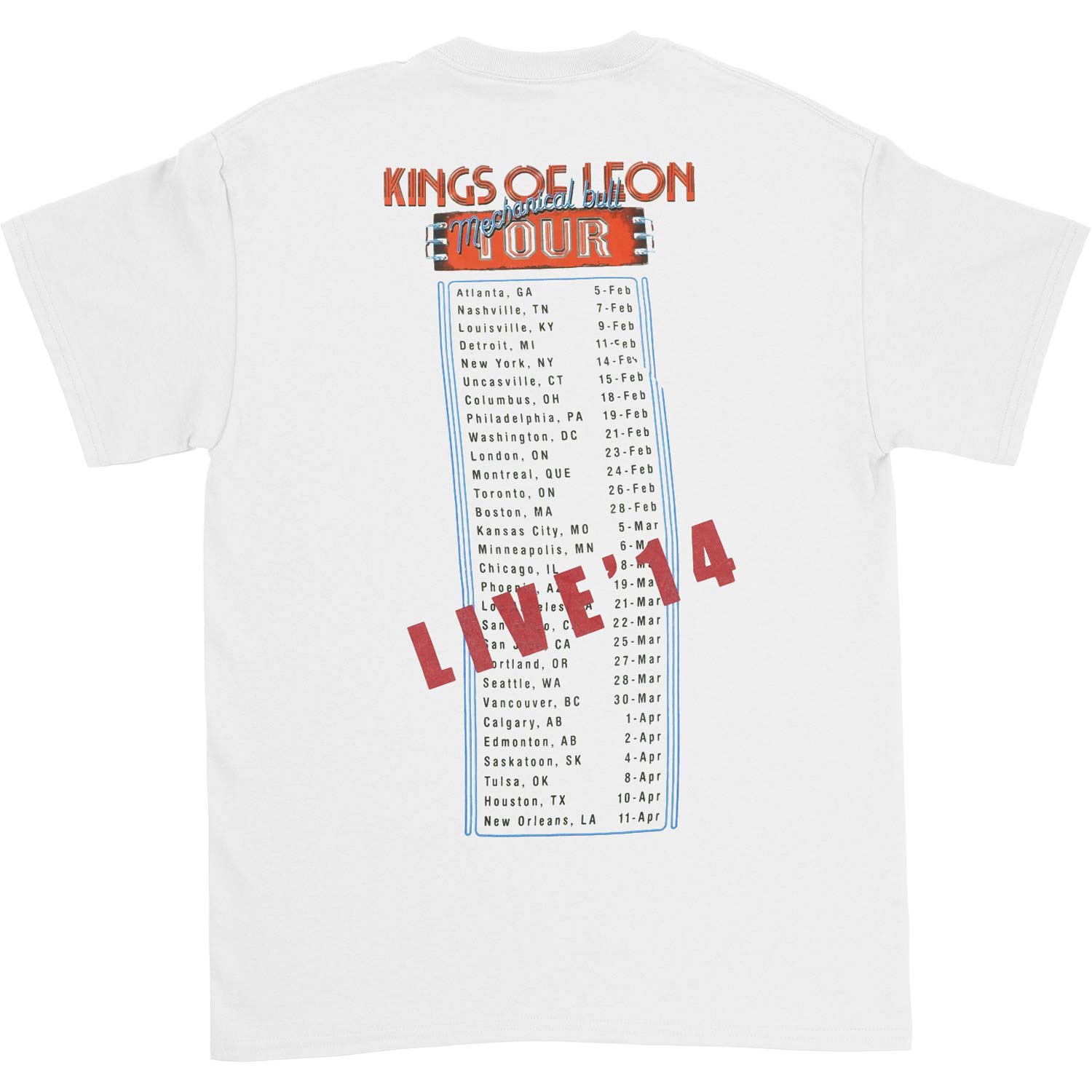 Kings Of Leon Kings Of Leon Faded Mechanical Bull Sign Art 2014 T-shirt