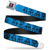 Text With Skull & Roses Turquoise Seatbelt Buckle Belt