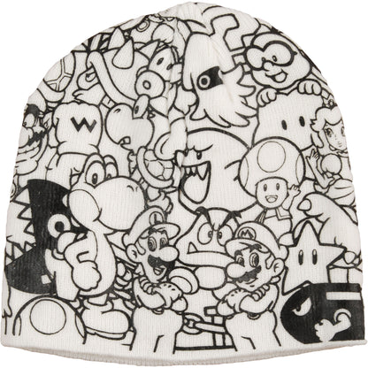 Super Mario Bros B&W Characters Beanie