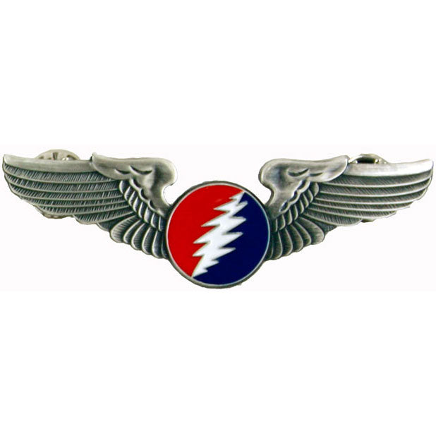 Grateful Dead Circle Bolt Rockwings Small Pewter Pin Badge