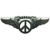 Peace Sign Wing Rockingwings Black Large Pewter Pin Badge
