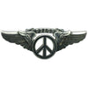 Peace Sign Wing Rockwings Black Small Pewter Pin Badge