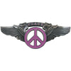 Peace Sign Wing Rockwings Pink Large Pewter Pin Badge