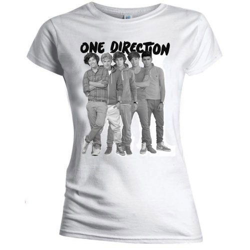 One Direction Group Standing Black & White Junior Top